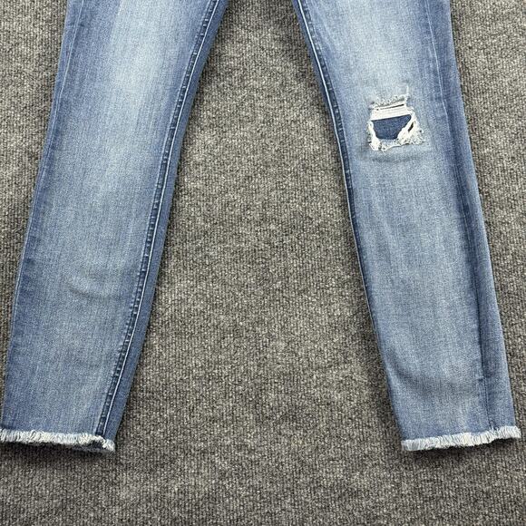 Express Jeans Womens 4R Blue Skinny High Rise Denim Perfect Distressed Raw Hem - Picture 3 of 14